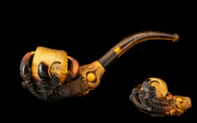 Mid 19th Century Superb Quality Carved Meershaum Pipe of Large Proportions. c.1860. Depicts a