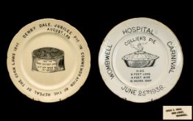 Rare Vintage Edgar Wroe Wombwell Hospital Carnival Plate 'Colliers Pie Plate' dated 25 June 1938.