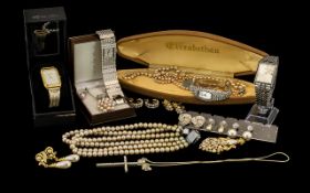 A Small Mixed Lot of Costume Jewellery to include a Gents Sekonda and Accurist wristwatch, two