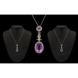 18ct White Gold Superb Amethyst and Diam