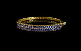 Tanzanite Double Row Hinged Bangle, two