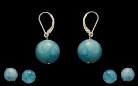 Aquamarine Globe Drop Earrings, single b