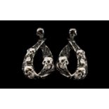 Skull and Black Spinel Snake Large Drop