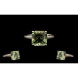 Green Amethyst Asscher Cut Solitaire Rin