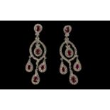 Faux Ruby and Diamond Chandelier Earring