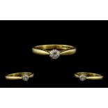 18ct Gold - Single Stone Diamond Ring, F