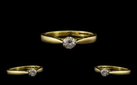 18ct Gold - Single Stone Diamond Ring, F