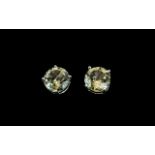 Green Amethyst Solitaire Stud Earrings,