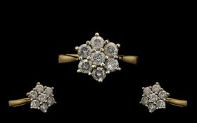 18ct Gold Attractive Diamond Set Cluster