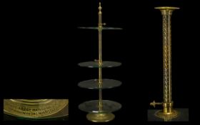 Rare Victorian Brass and Plate Glass Collectors Adjustable Four Tier Shop Window Display Stand of