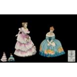 Royal Doulton Hand Painted Porcelain Figurines (2) 1.''VICTORIA'' HN 3416 Modelled by Peggy