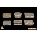 A Good Collection of Vintage and Contemporary Silver Pill Boxes ( 6 ) In Total. Various Makers of