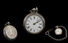 Edwardian Period Sterling Silver Open-Faced Small Pocket Watch - comes with attached sterling silver