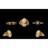 Ladies Collection of 9ct Gold Stone Set Dress Rings - 3 rings in total. Set with Sapphires,
