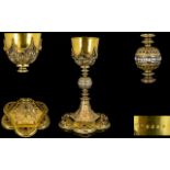 A Stunning and Unique Irish Ecclesiastical 18ct Gold And Silver Gilt Jewel Set Chalice In the French