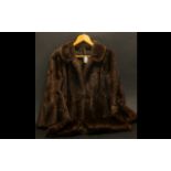 Ladies Musquash Fur Coat. 3/4 Length coat in rich brown colour, with full length sleeves, revere
