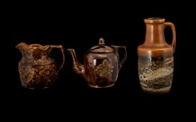 Small Mixed Lot to include a molded treacle style jug, similar teapot and a West German vase with