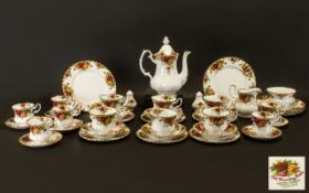 Royal Albert Old Country Roses Teaset comprising teapot, 6 tea cups, saucers and side plates, salt