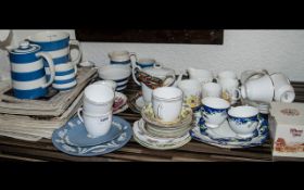 Large Collection of Pottery & China including Cornish Ware comprising three jugs, a tea pot and mug;