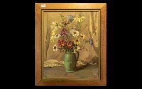 Still Life Oil Painting By T A CLARKE. Still life oil on canvas painted in pastel colours, housed in