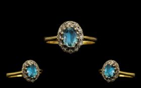 Attractive Period 18ct Gold and Platinum Aquamarine Setting - marked 18ct and plat. Ring size N. 3.3