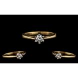 Ladies 9ct Gold Single Stone Diamond Ring - the single round brilliant cut diamond of good colour
