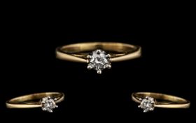 Ladies 9ct Gold Single Stone Diamond Ring - the single round brilliant cut diamond of good colour