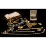 Collection of Vintage Costume Jewellery includes a silver Marcasite necklace, bracelet and three