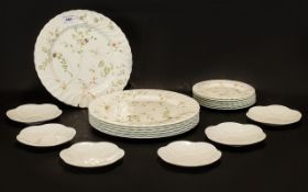 Wedgwood 'Campion' Porcelain comprising seven dinner plates and 7 side plate in white ground with