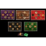 Coin Sets X 5. 5 presentation packs of coins, coinage of Britain 1970, 1974, 1981, 1977 and 1975,