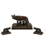 Romulus & Remus Small Grand Tour Bronzed Antique Figure of the she-wolf feeding the children of