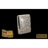 Ladies 0 Nice Quality Sterling Silver Hinged Cigarette Case with Gilt Interior, Push Button to Open.