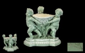 Minton - 19th Century Celadon Fine Quality and Impressive Cherubs Figural Porcelain Centrepiece