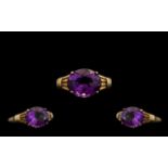 9ct Gold Nice Quality Single Stone Amethyst Set Dress Ring the faceted amethyst of excellent