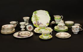 Collection of Porcelain including Paragon 'Victoriana Rose' comprising two trios of cup, saucer