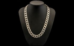 Large Silver Curb Necklace. Mans Large heavy chunky curb necklace, a real statement piece, 22 inches