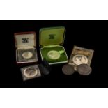 A Small Collection of Silver Coins, Medallions, and Copper Coins - comprising of 1. George III