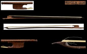 Roger Doe Baroque Violin Bow, The Octagonal Stick of Snake-wood with a Dark Orange Brown Colour with