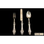 Victorian Period Superior Quality Sterling Silver 3 Piece Christening Set. Includes fork, spoon