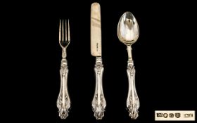 Victorian Period Superior Quality Sterling Silver 3 Piece Christening Set. Includes fork, spoon