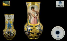 Royal Vienna Porcelain Factory Superb Quality Signed Hand painted Vase. The central panel with