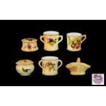 Royal Worcester - Hand Painted Collection of Blush Ivory Assorted Miniatures All with Floral Images.