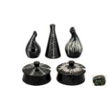 Period Midwinter Jessie Tait ( 7 ) Piece Black and White Assorted Cruet Sets. All Pieces are In Mint