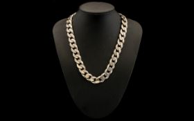 Mans Heavy Silver Statement Curb Necklace. Chunky heavy necklace, 20 inches in length, fully hall