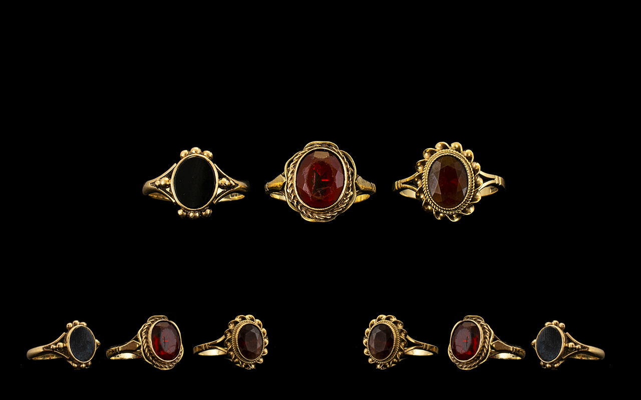 Ladies Collection of Attractive 9ct Gold Stone Set Dress Rings 3 in total. All with well-made