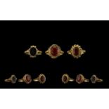 Ladies Collection of Attractive 9ct Gold Stone Set Dress Rings 3 in total. All with well-made