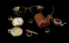 Mixed Lot Of Collectables. Good mixed lot, to include carved pipe, Oakley sun glasses, pin cushion