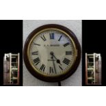 A 19th Century Mahogany Railway/School Clock enamelled dial with Roman numerals, marked G A Beker,