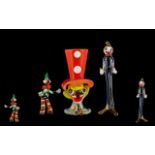 Murano 1960's Trio of Hand Blown Multicoloured Glass - novelty clown figurines. Tallest figure 8