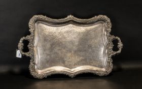 Large 18th Century Sheffield Plate Serving Tray engraved to the centre with a heraldic family